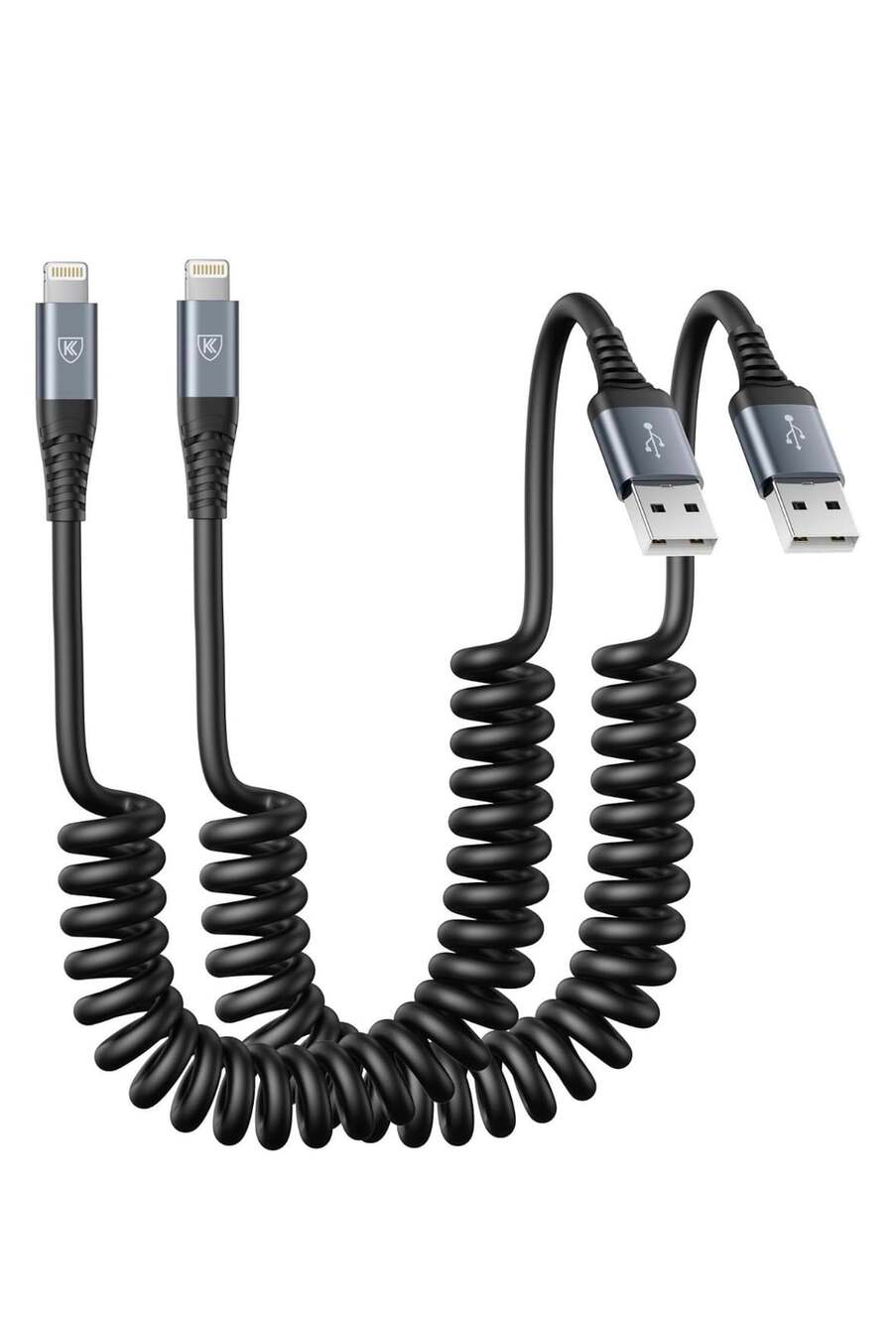 Kiyoda Coiled iPhone Charger Cable 3ft 2 Pack